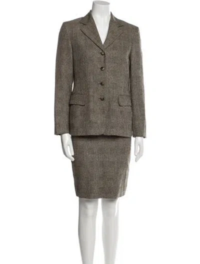 Pre-owned Ferragamo Tweed Pattern Skirt In Brown
