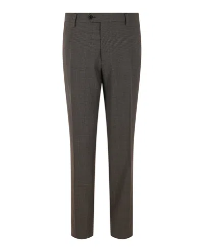Ferragamo Mid-rise Tweed Wool Trousers With Tailored Fit In Gray