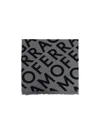 Ferragamo Monogram Wool Scarf In Black