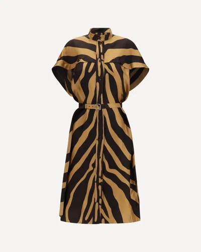 Ferragamo Twill Shirt Dress In Multi