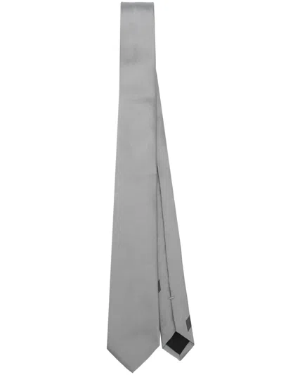 Ferragamo Twill Silk-satin Tie In Gray