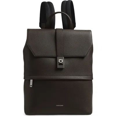 Ferragamo Twins Leather Backpack In Black