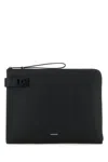 Ferragamo Gancini-buckle Clutch Bag In Nero