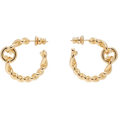 Ferragamo Twisted Chain Gancini Hoop Earrings In Gold