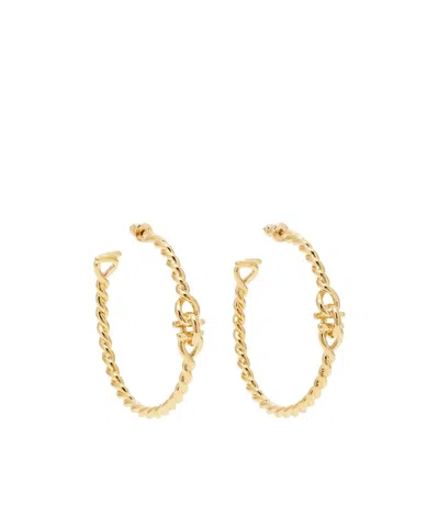 Ferragamo Twisted Chain Gancini Hoop Earrings (l) In Gold