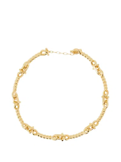 Ferragamo Twisted Chain Gancini Necklace In Gold
