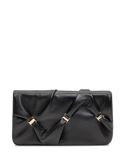Ferragamo Twisted-detail Wallet-on-chain In Black