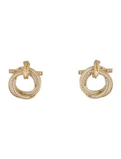 Pre-owned Ferragamo Twisted Gancini Crystal Earrings In Multi
