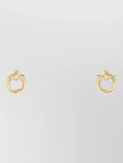 Ferragamo Twisted Gancini Knot Metal Stud Earrings