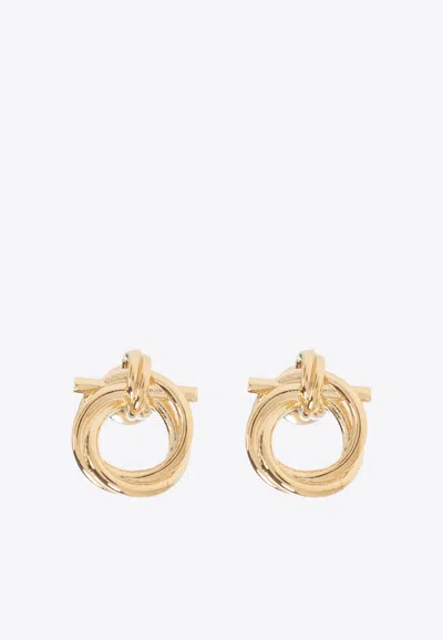Ferragamo Twisted Gancini Stud Earrings In Gold