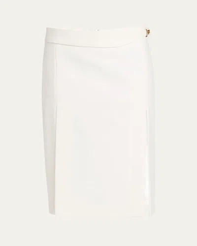 Ferragamo Twist-lock Belted Slit Pencil Skirt In Multi