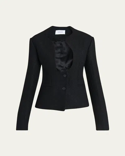 Ferragamo Two-button Plunge Blazer In Nero