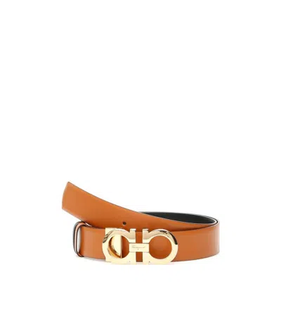 Ferragamo Two-color Adjustable Belt In Brown