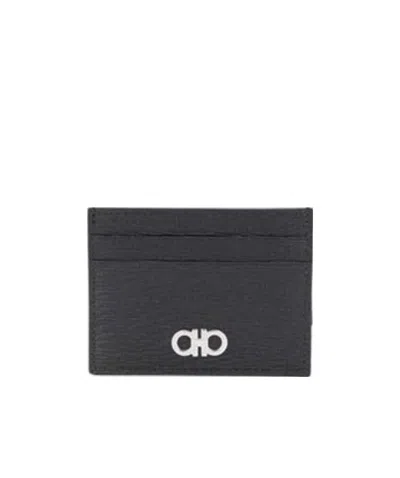 Ferragamo Two-color Gancini Wallet In Black