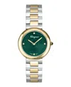 Ferragamo Two-tone Bracelet Watch With Green Guilloche Dial In Gold