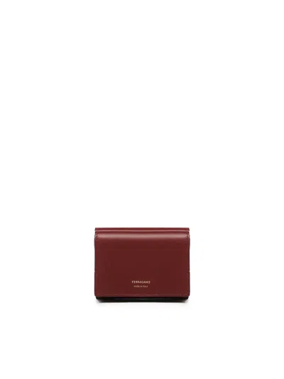 Ferragamo Two Tone Calfskin Trifold Wallet