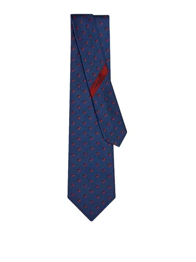 Ferragamo Two-tone Gancini Jacquard Alaska Silk Tie In Blue