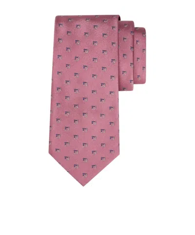 Ferragamo Two Tone Gancini Jacquard Tie In Pink