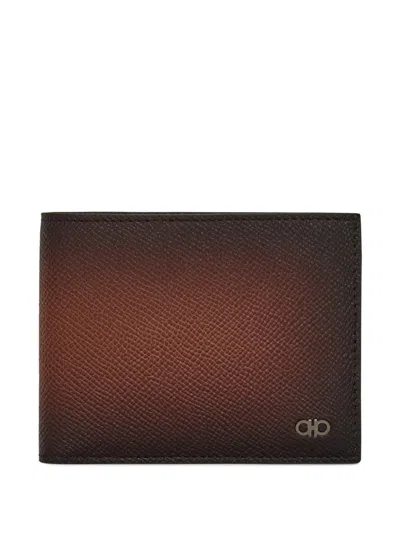 Ferragamo Two-tone Gancini Wallet In Brown