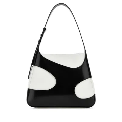 Ferragamo Two-tone Leather And Canvas Cut Out L Shoulder Bag In Multi