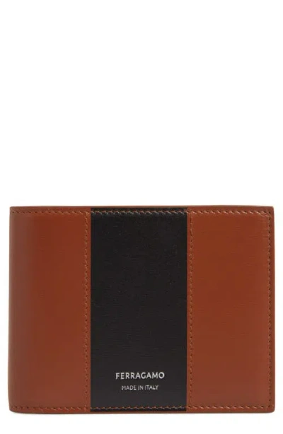 Ferragamo Two-tone Leather Bifold Wallet In Brown
