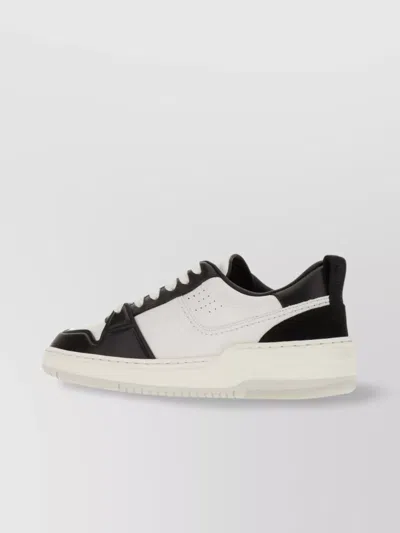 Ferragamo Two-tone Leather Sneakers Featuring Padded Ankle In Multi