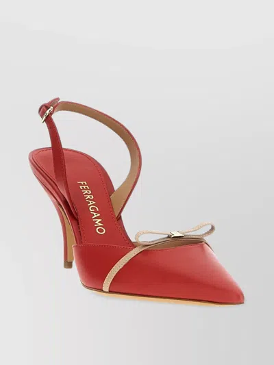 Ferragamo Two-tone Pointed Toe Stiletto Bow In Red