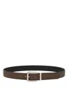 Ferragamo Two-tone Reversible Belt With Tortoiseshell Resin Edge Buckle In Brown
