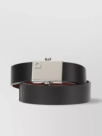 Ferragamo Two-tone Reversible Leather Belt In Blue