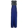Ferragamo Two-tone Silk Jumpsuit Blue In Blue