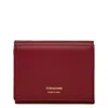 Ferragamo Two Tone Trifold Leather Wallet In Sand