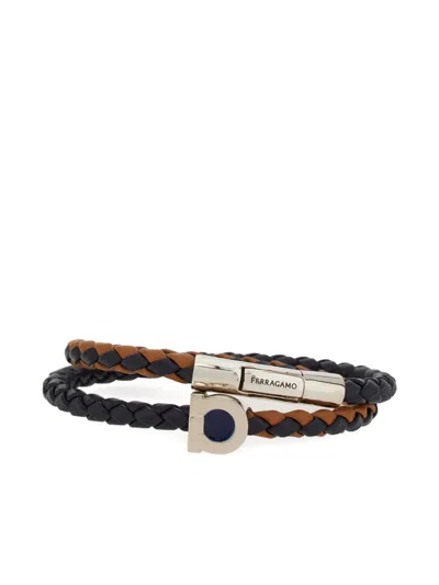 Ferragamo Two-tone Woven Gancini Bracelet In Multi