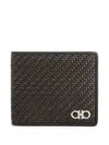 Ferragamo Two-tone Woven Leather Bi-fold Wallet In Brown