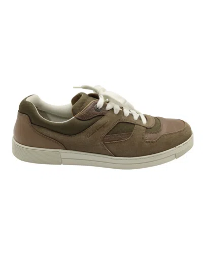 Ferragamo Two-toned Sneakers In Brown Suede