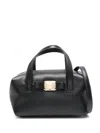 Ferragamo Women Two Top Handles Vara Plate Mini Bag In Black