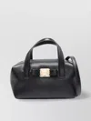 Ferragamo Women Two Top Handles Vara Plate Mini Bag In Black
