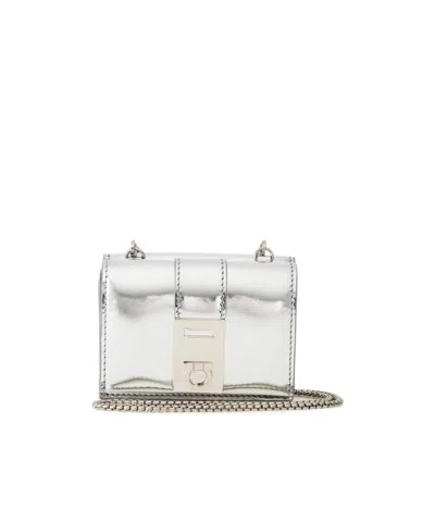 Ferragamo Two-color Hug Wallet In Silver
