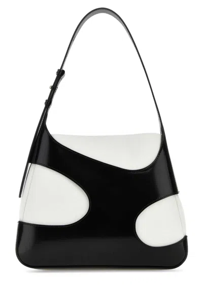 Ferragamo Two-tone Cut-out L Shoulder Handbag In Black