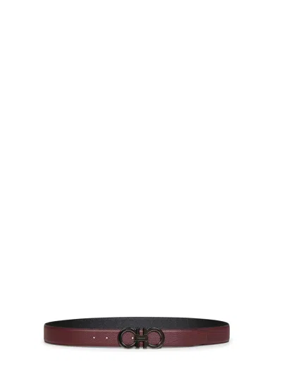 Ferragamo Gancini Reversible Leather Belt In Neutral
