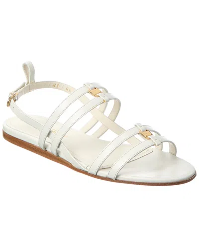 Ferragamo Vara Leather Sandal In White