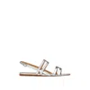 Ferragamo Typa Metallic Leather Slingback Sandals In Silver