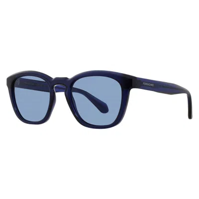 Ferragamo Unisex 50 Mm Transparent Blue Sunglasses In Black