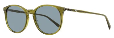 Ferragamo Unisex Keyhole Pantos Sunglasses Sf911scp 322 Transparent Khaki 53mm In Green