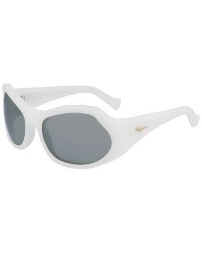 Ferragamo Runway Wrap Acetate Sunglasses In White