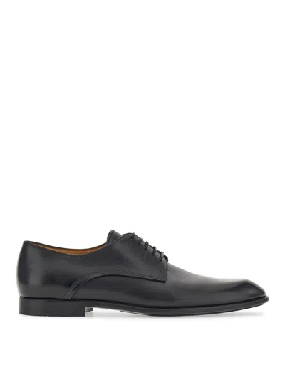 Ferragamo Men's Lace Up Leather Derby Shoes In Black