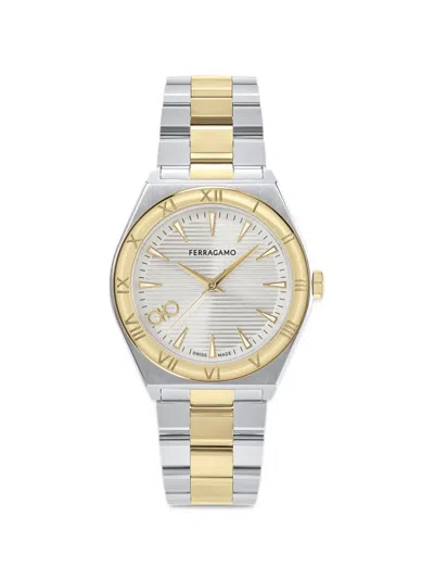 Ferragamo Upper East Gent 50mm Watch In Silber