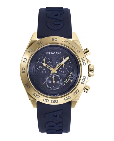 Ferragamo Urban Chrono Silicone Watch In Blue