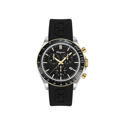 Pre-owned Ferragamo Urban Chrono Silicone Watch 'stainless Steel' | Silver | Men's Size Onesize