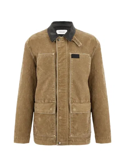 Ferragamo Blouson Utility Beige In Brown