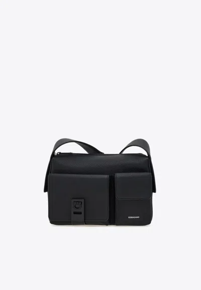 Ferragamo Utility Leather Crossbody Bag In Black